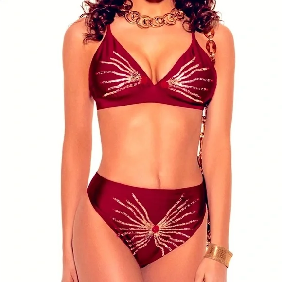 NWOT Oceanus Red Ursula Bikini Set - Picture 7 of 12